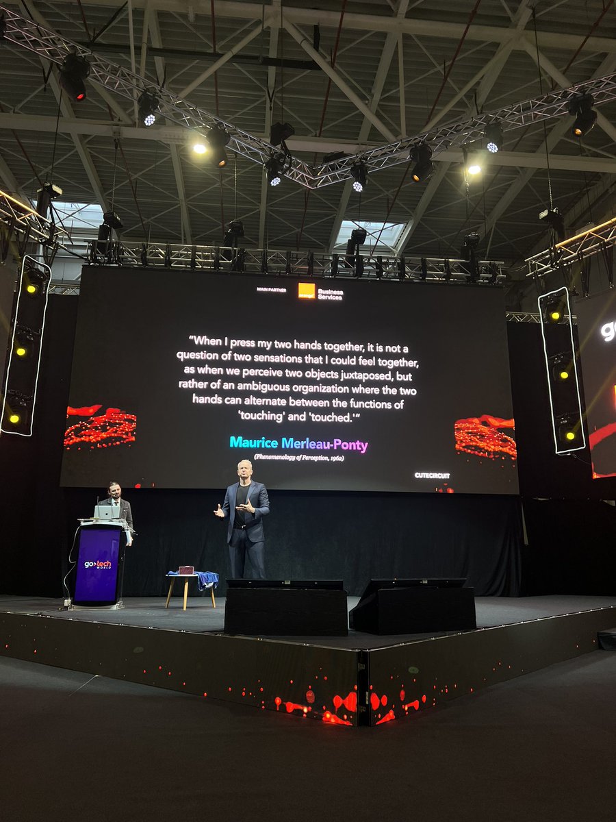 CuteCircuit's tweet photo. Our CEO Ryan Genz speaking @gotech_world today about The Wearable Metaverse ๐๐ #haptics #wearabletechnology #metaverse #immersion #virtualreality #aigmentedreality #digitalclothing https://t.co/IKkKRr1f3e