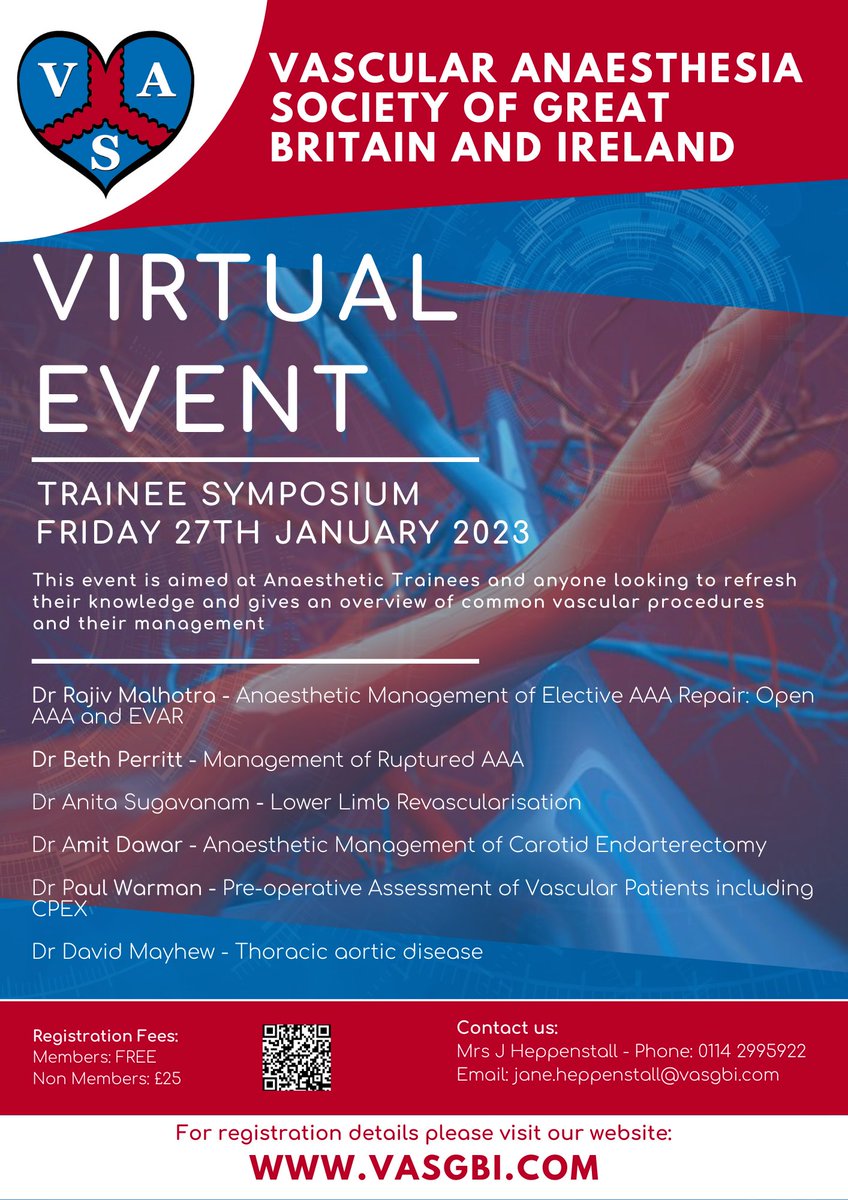 Calling all Anaesthetic Trainees… we are pleased to announce our trainee symposium on 27th January. Please see flyer for more information!