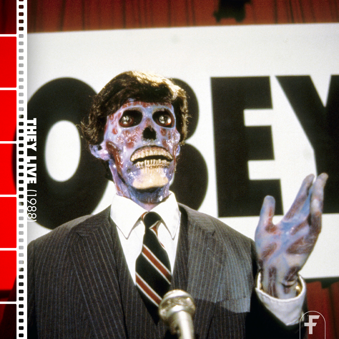 FANGORIA's tweet photo. You see them on the street. You watch them on TV.
You might even vote for one this fall.
You think they're people just like you
You're wrong. Dead wrong.

This day in 1988: John Carpenter's THEY LIVE was released. https://t.co/Fb26XWL47r