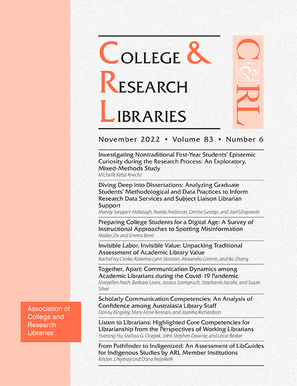 CRL_ACRL's tweet photo. The latest issue of C&amp;RL is freely available online today! https://t.co/Vk800nwnzA https://t.co/YTHqBjkypX