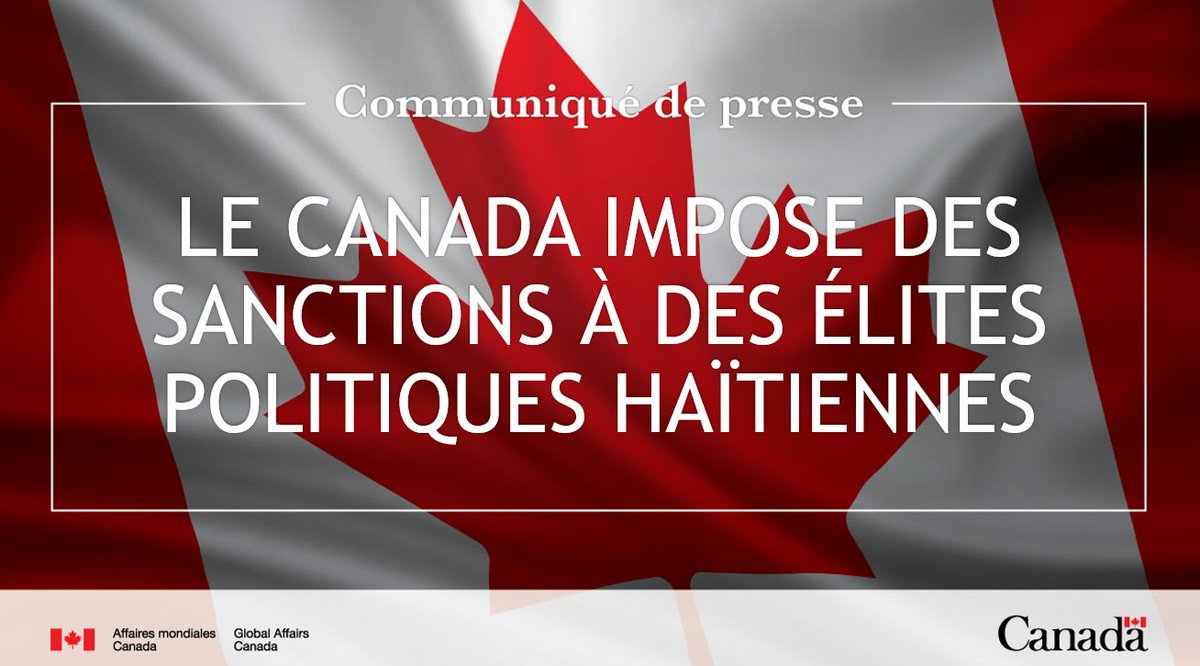 Le Canada impose des sanctions à des élites politiques haïtiennes 
ow.ly/9KIM50LuuNy