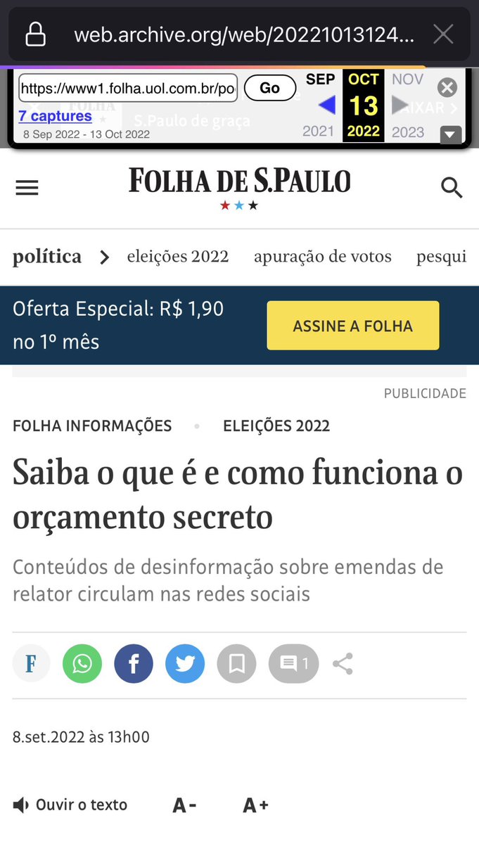 Que feio FOLHA…
Editando as matérias antigas pra legitimar o ORÇAMENTO SECRETO do Lula