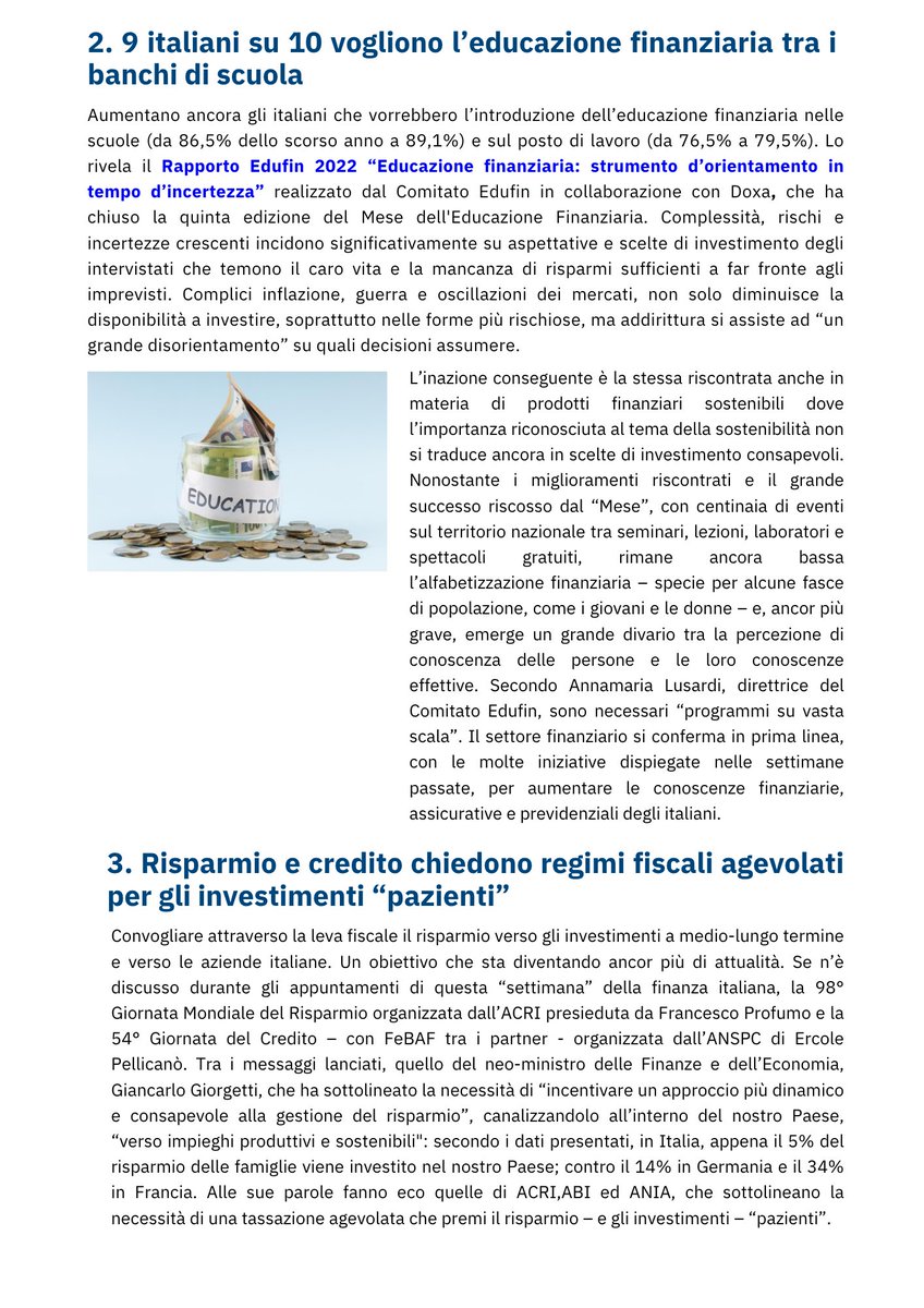 FeBAF's tweet photo. Lettera F 39/2022

Finanza #sostenibile 
Educazione #finanziaria 
#Investimenti pazienti
#clima e #debito pubblico

#finanza #educazione #banking #insurance

@gfrizzuti @GiovannaMarando @FarrisEmanuela @AugustoSisani https://t.co/KD199sQeRG
