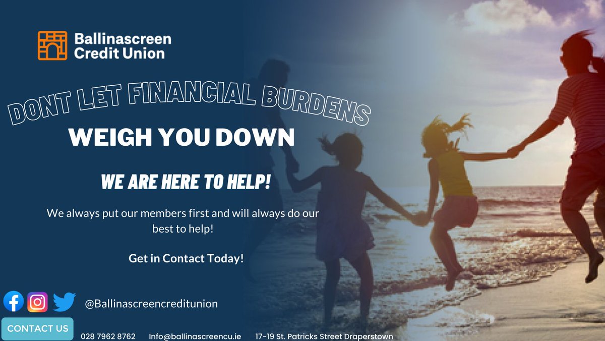 Dont let any financial burdens weigh you down as we are here to help!

We are for the people not for profit and always put our members best interests first.

Get in contact today if you need any finance!