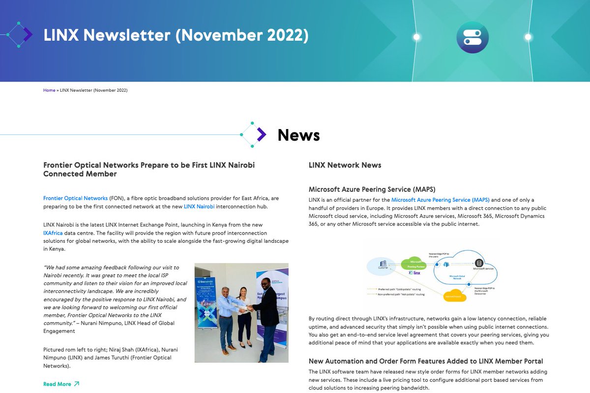 LINX_Network's tweet photo. Our Newsletter has landed and this edition includes all the latest #LINX news, events including our #LINX117 and EGM later this month and much more...Take a look here https://t.co/OlqceYHhkd
#LINXNairobi #MicrosoftAzure #Peering #PublicAffairs #TechNews #IXP #IXAPI #Networks https://t.co/YFTK9LHChA