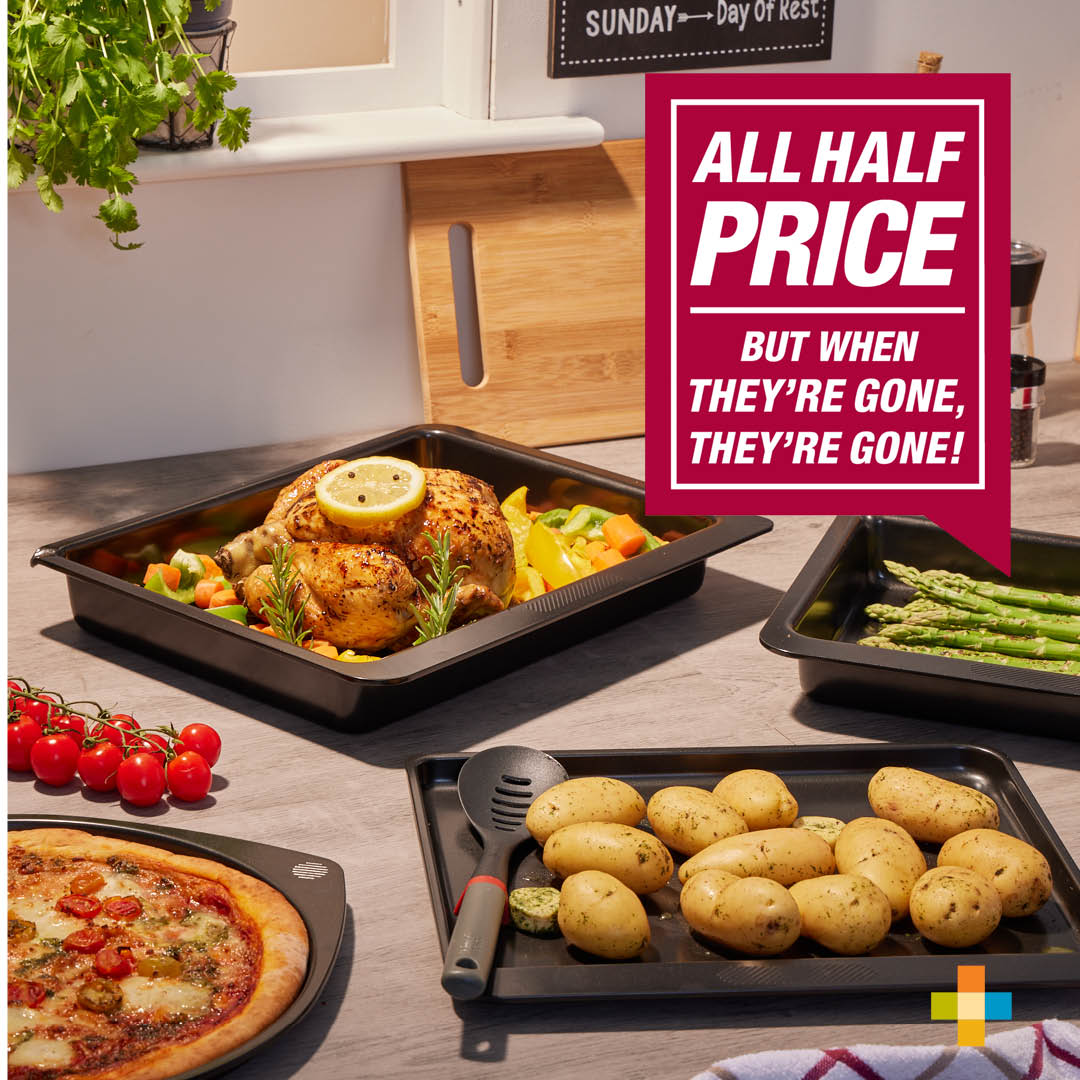 Don't forget, All Baking Trays &amp; Tins are still ALL HALF PRICE!
Cook and bake to your heart's content throughout the winter ✨
Check out our full range in-store or order online now:
bit.ly/3haTM1I