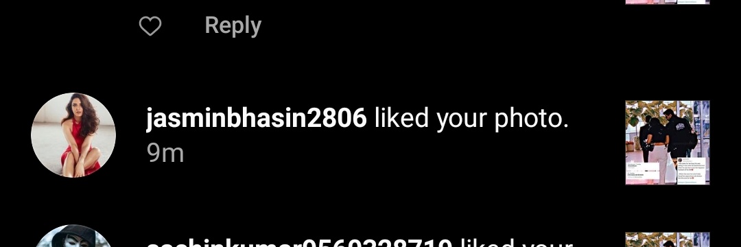 Jas liked my post.🖐️😭♥️ she noticed our trend.,💃 @jasminbhasin 2YRS JASLYs BB REUNION #JasminBhasin #HumDono #JasLy