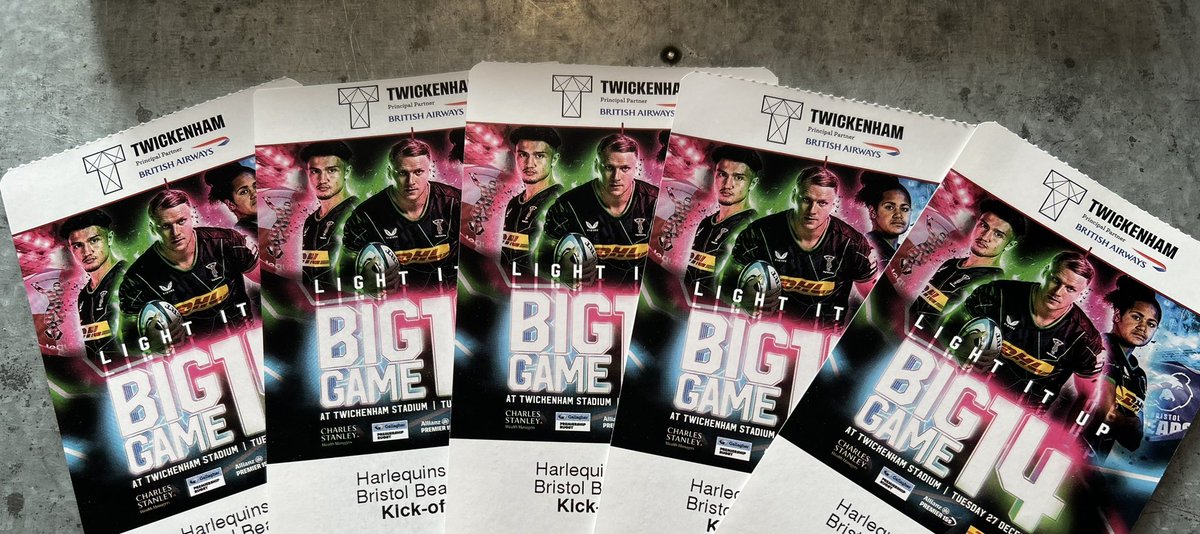 LawsEwan's tweet photo. Just got home from school at @Harlequins Big Game 14 tickets have arrived . I can’t wait for this ! #BigGame14 #COYQ 🃏 #HarvBri #BigStoop https://t.co/mFZR256bqW
