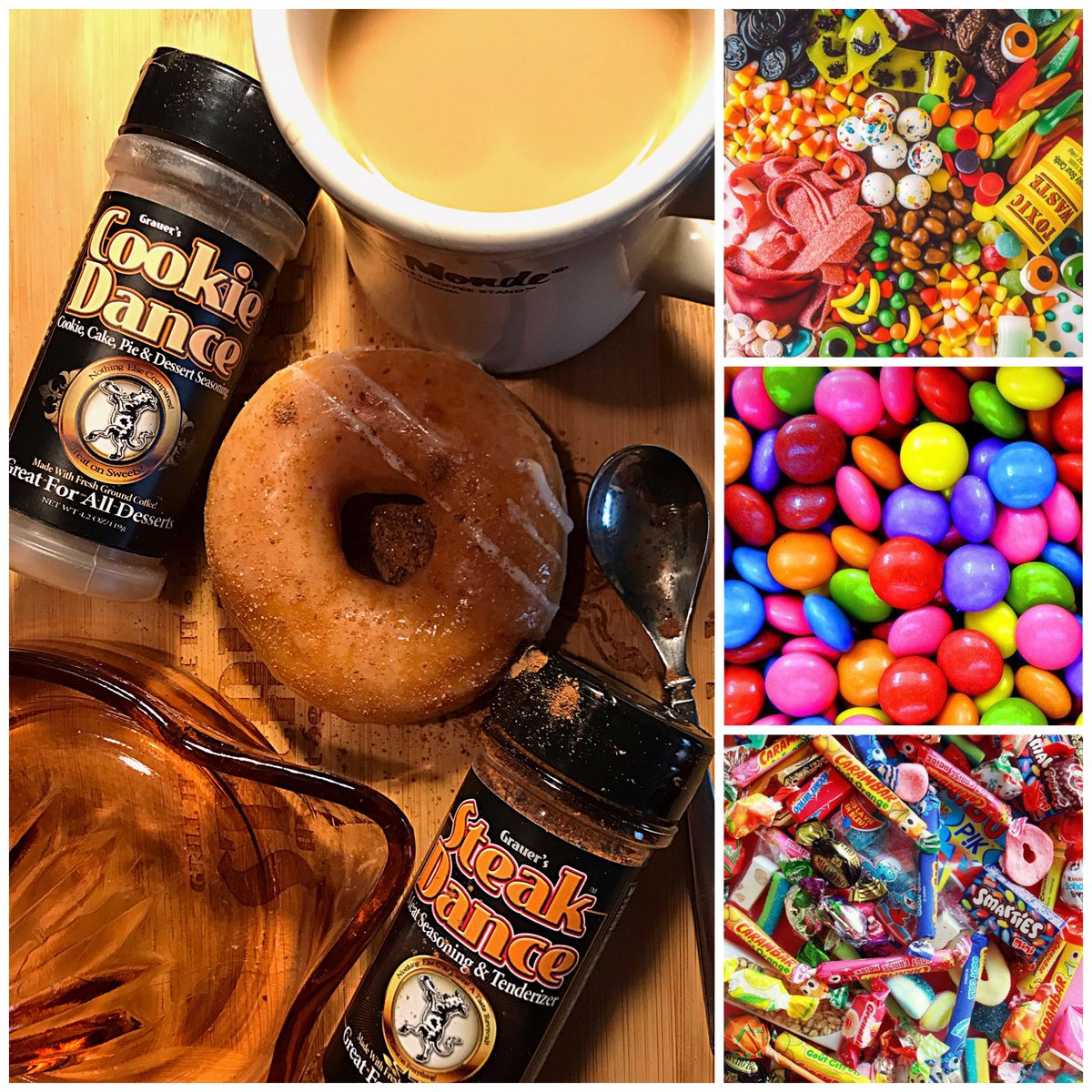 KimTbone's tweet photo. Good morning and TGIF! It’s sweet tooth Friday, it’s national candy day. Have a sweet Friday. And throw a donut in there for good measure. #SteakDance #Breakfast #Coffee #Grill #Bake #Broil #Season #SteakDanceRoadie https://t.co/ZXhwtjuEZU https://t.co/4YtKpb7JmI