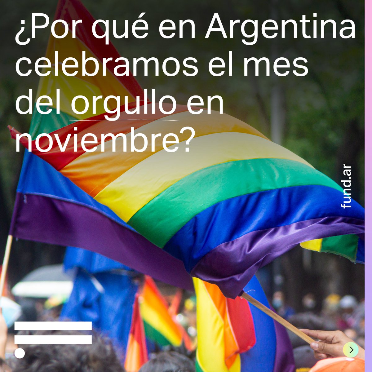 🌈¿Alguna vez te preguntaste por qué en Argentina celebramos el mes del orgullo en noviembre?

Como todos los años, nos tomamos este mes para conmemorar y celebrar a la comunidad LGBTTI+ en toda su diversidad.🌈👇🏽