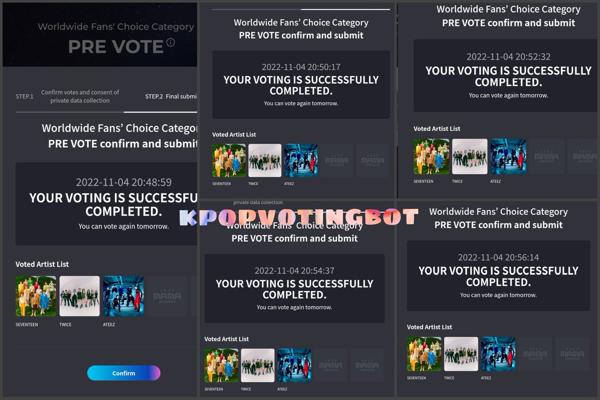 kpopvotingbot's tweet photo. Congratulations again, CARATs!! 5 votes were casted to #SEVENTEEN ππ
@pledis_17 #MAMA #MAMAVOTE #kpopbotproof https://t.co/MFPtiUuTxZ
