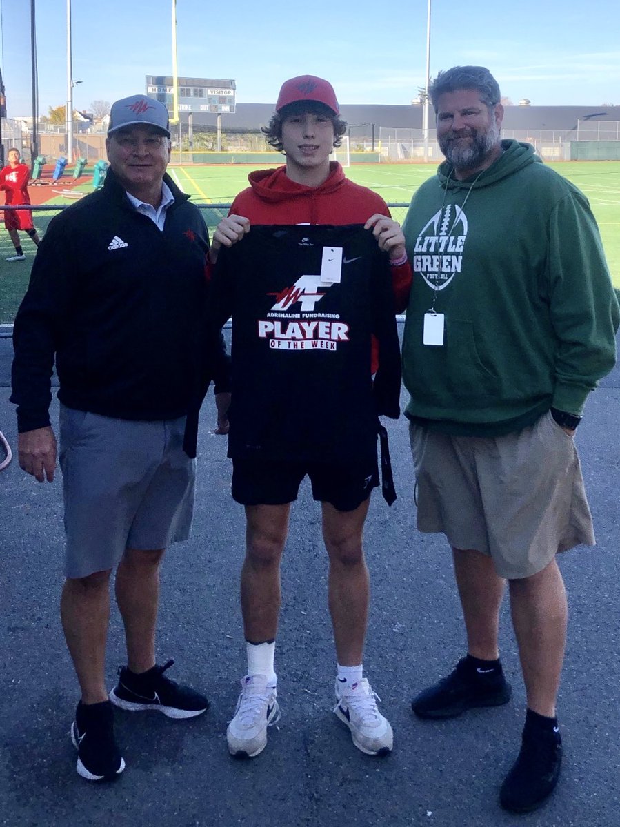 Week 7 <a href="/CCSNH603/">CCSNH</a> / @AdrenalineNort1 <a href="/AdrenalineNHMA/">Adrenaline Fundraising</a> Player of the Week Owen Kelley of <a href="/chslittlegreen/">Manchester Central</a> receiving his shirt and gift card with head coach Ryan Ray and from Adrenaline’s Jeff Whitman!