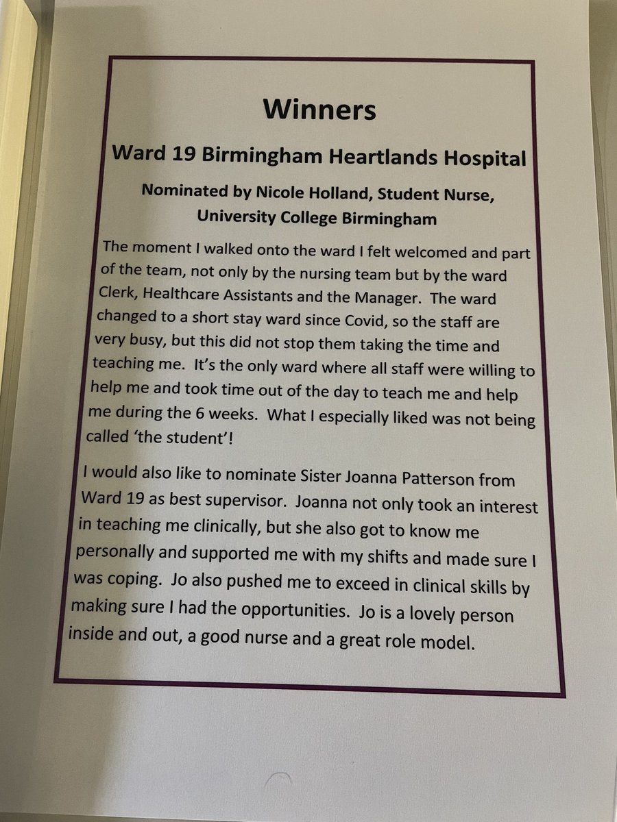 andycoughlan1's tweet photo. Well done Ward 19 BHH who have been awarded the placement of Excellence Award. Well deserved. 🎉@MargaretGarbet6 @uhbtrust  @catherineeray @davinaDCN https://t.co/dC774hUW3O