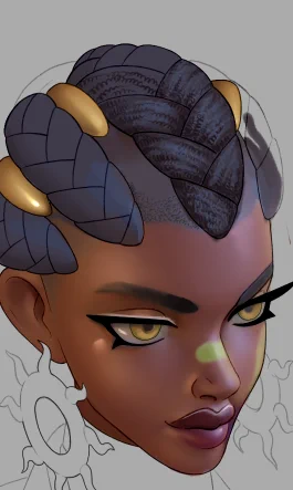 Painting some texture to her braids  