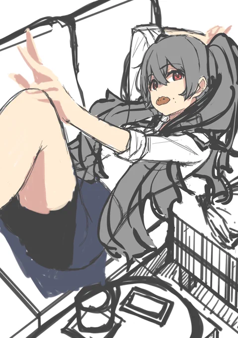 これはファイルを整理していたら見つけた去年11月に描いていた「ハロウィン絵を描こうとしたけどあれハロウィンって10月だったんじゃね…そうだ部屋で菓子食ってる絵にしちゃえ」っていう当時の自分の考えが見てとれるラフブラッシュアップしていつか完成したらいいね 