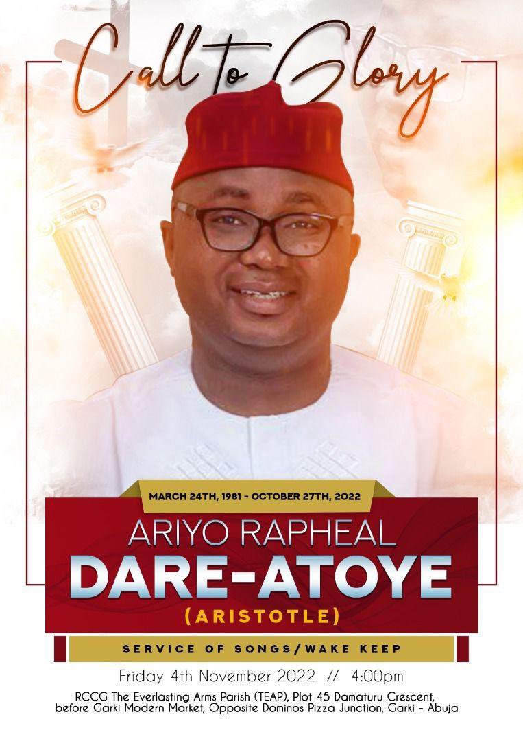 Today, we pay our respects to a brother, a friend, a colleague in the struggle for a better Nigeria — and a patriot who was unwavering in his desire to see a Nigeria that works for all Nigerians. #AriyoServiceofSongs