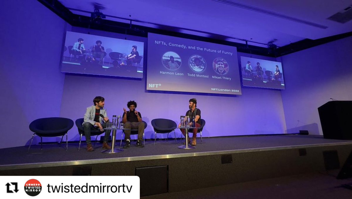 MikShouting's tweet photo. Thanks #NFTLondon2022 for hosting such a great event! @NFT_NYC
Delighted to have been part of the #comedy #NFTs #thefutureoffunny panel with @MONTIKILLA @harmonleon @twistedmirrortv
#comedyvideos #comedyapp #twistedmirror #standupcomedy #NFT #web3 #comedyNFTs https://t.co/akOisaEjV5
