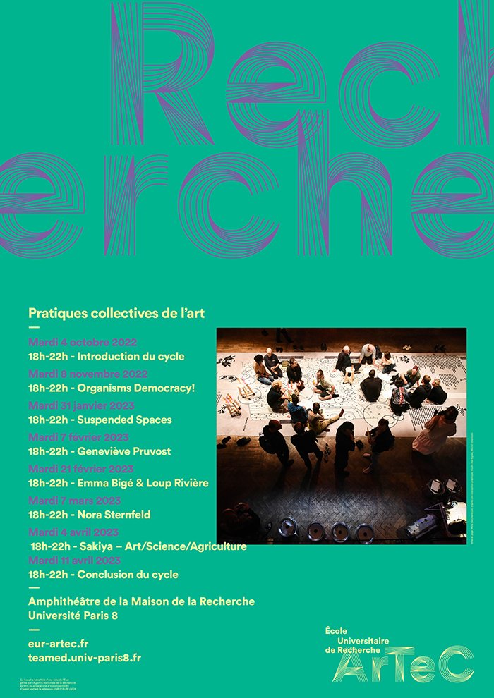 #MIP Pratiques collectives des arts – Cycle de conférences, Écologie des arts et des médias (TEAMeD) 🗓️ Mardi 8 novembre – 18h-22h : Organisms Democracy! (Avec Marianne Ramsay-Sonneck) 🚩Maison de la recherche @UnivParis8 👉eur-artec.fr/evenements/pra…