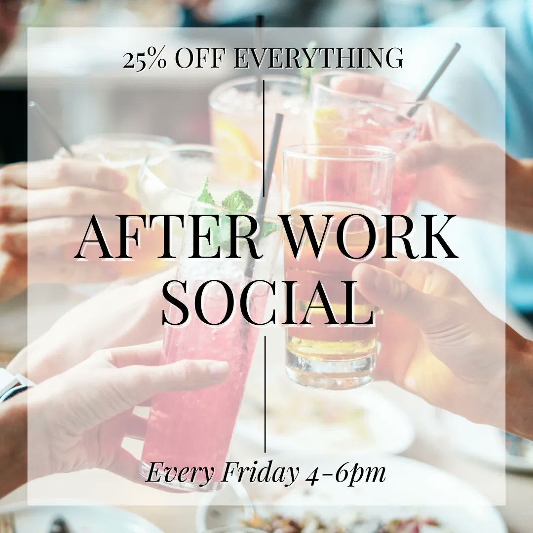 Project53Knfd's tweet image. It's AFTER WORK SOCIAL time!🎉 Enjoy 25% off EVERYTHING from 4-6pm!