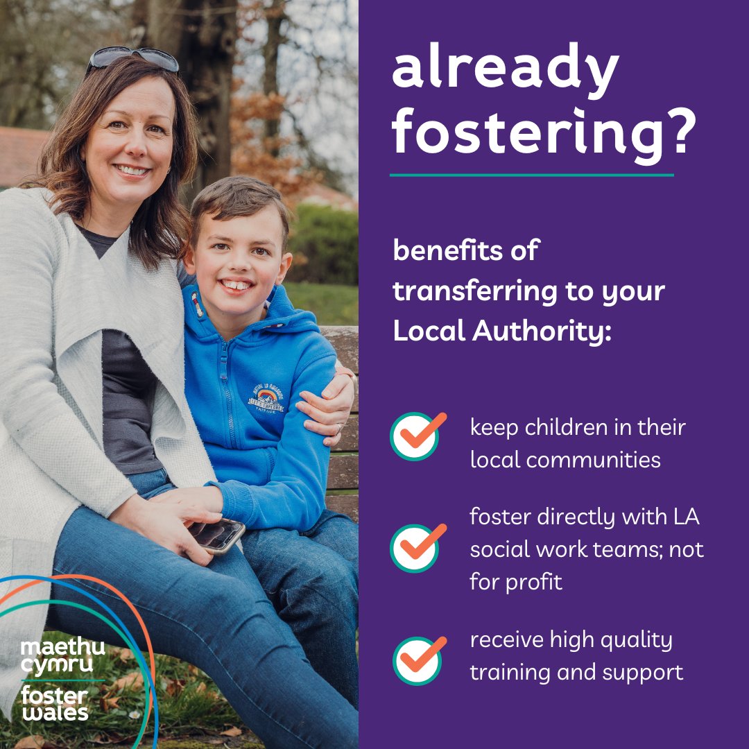 We are part of a national network of 22 Welsh local authority fostering services, all working together towards the same goal. 
If you’re not fostering as part of Foster Wales, you can transfer to us. It’s so easy! 
Here's everything you need to know ow.ly/LxbE50Lucq7