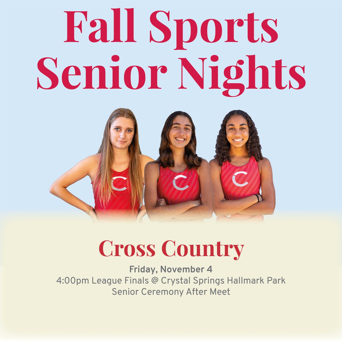 Tonight is Cross Country Senior Night! 🏃‍♀️ Join us in cheering them on and celebrating our final Senior Night of the season!