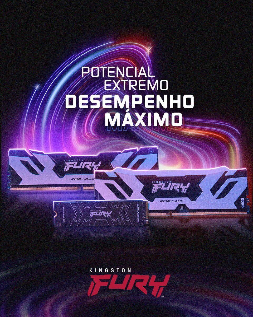 KingstonBrasil's tweet photo. Memórias ideais pro seu game ser ÉPICO 🔥
#KingstonFURYRenegade #DDR5 #SSDPCIe https://t.co/bDp3V7qd4F