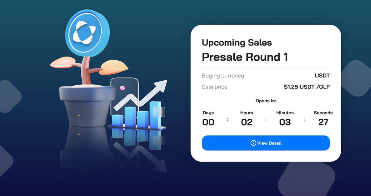 galaxyfinance3's tweet photo. 💥 We are pleased to announce to the dear Galaxy Finance community 💥

🔥 Only 2 hours left for PRESALE ROUND 1 to start 🔥

🔹 Presale Round 1:
⏰ Date time: 5:00pm UTC, 4th Nov
💰 Price: 1GLF = 1.25$

💥 Don't miss the opportunity that will change your position 💥

#GLF #Web3 https://t.co/AlCAhCbezw