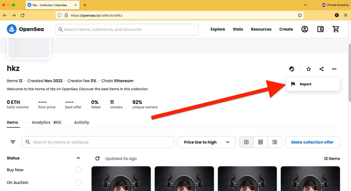 SweetoothDragon's tweet photo. 🍀 Satefy tip
🔁ALWAYS SHARE AND REPORT THE SCAMS THAT YOU DETECT.
So you will help other people. This is an example. Report it to Opensea that page is Scam. Share it 🙏
#scamalert #safetytip @MartaSanmamed @BAPScamSquad @BullsApesProj #Scam #OpenseaScam #NFTScam #NFTCommunity https://t.co/dkU9Twxm0j