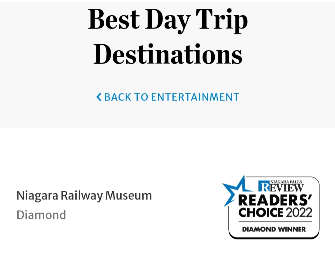 NiagaraRailway's tweet photo. NF Review 2022 Readers Choice Awards are out. We want to thank everyone who voted and supported us and are pleased to report Diamond in Best Day Trip &amp; Best Museum, and Platinum in Best Family Activities. Finishing off 2022 on a high note. Thank-you!! https://t.co/L5Tnxe5W9I
