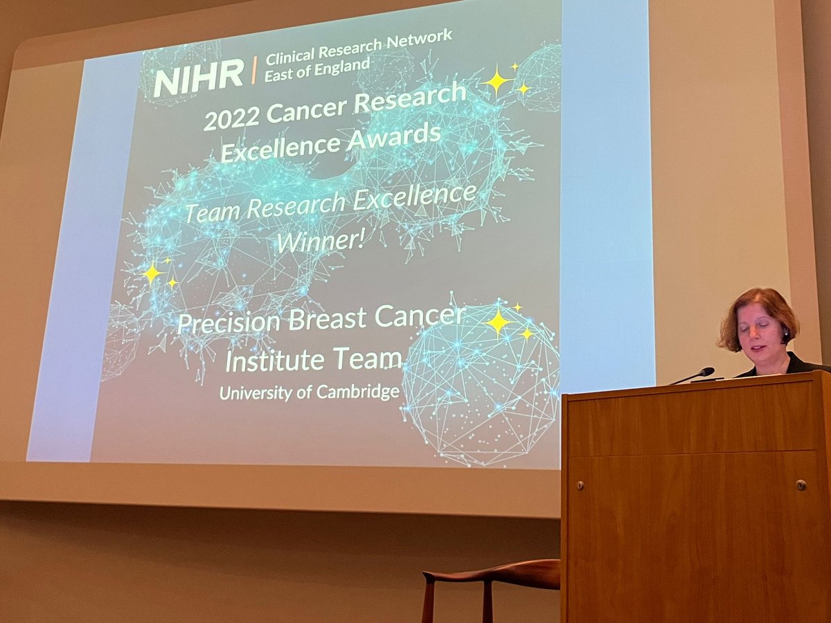 Super proud of the Precision Breast Cancer Institute team who won a Team Excellence Award at todays @NIHRCRNeoe Cancer Research Conference. Well done 👏👏👏 <a href="/CRUKCamCentre/">CRUK Cambridge Centre</a>