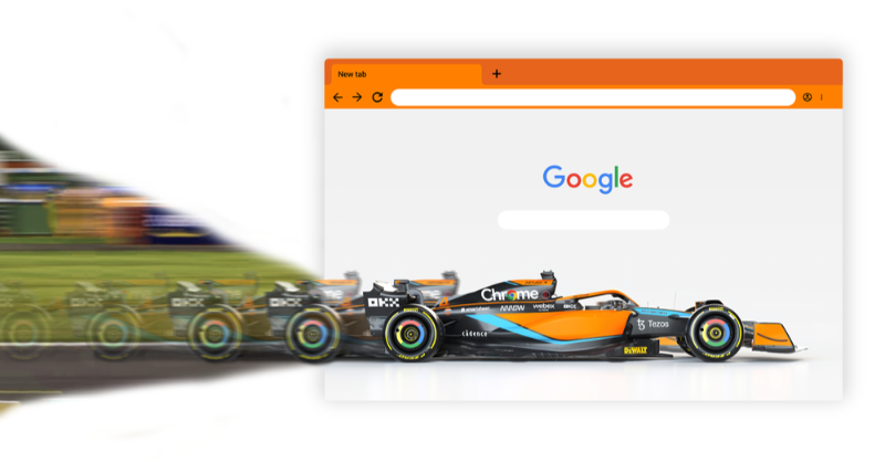 McLarenF1's tweet photo. Calling all desktop users! 💻 

We know you love our chrome wheels, so our friends at @Google have created new McLaren themes for your @GoogleChrome browser. 🧡 

Take them for a test drive today!👇