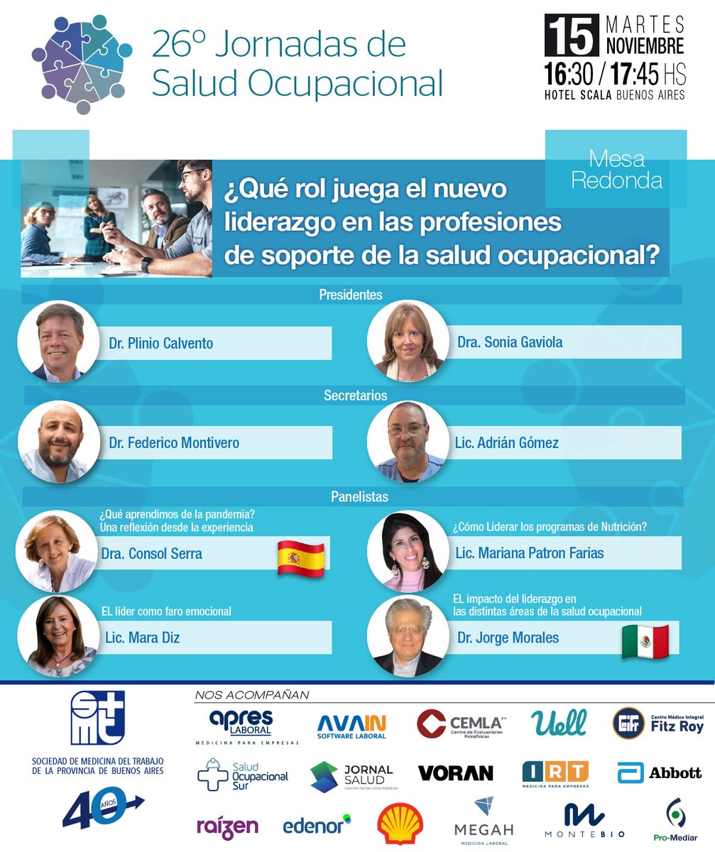 [NOVEDADES 26º JSO]

En otra mesa clave para nuestra agenda, abordaremos un tema estratégico para la gestión de la Salud Ocupacional.

Celebramos nuestros primeros 40 años y queremos que te sumes

Inscripciones: lnkd.in/dV4knN5A

El equipo de la SMTBA