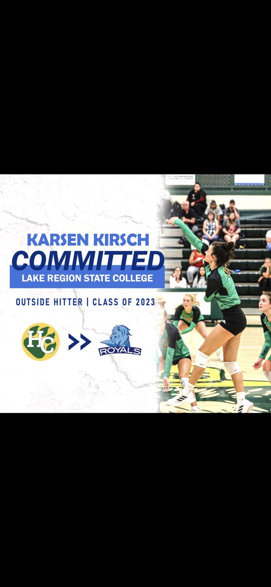 LRSCvolleyball's tweet photo. It’s official! Congrats to Karsen Kirsch on her official commitment to be a Royal! Our first commit for the 2023 season is a GREAT one! Welcome to the Royal Family, Karsen! #LR4Life https://t.co/6EyZeUCL97