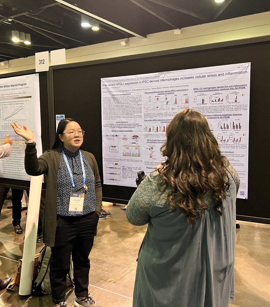 NU_Nephrology's tweet photo. .@EstherLiu_  from the @jenniejlin lab and second year fellow Ayotunde Ositelu, MD in action at #kidneywk Day 2. 

Find them at PO 313 and PO 668! https://t.co/qPzrDjdDkT