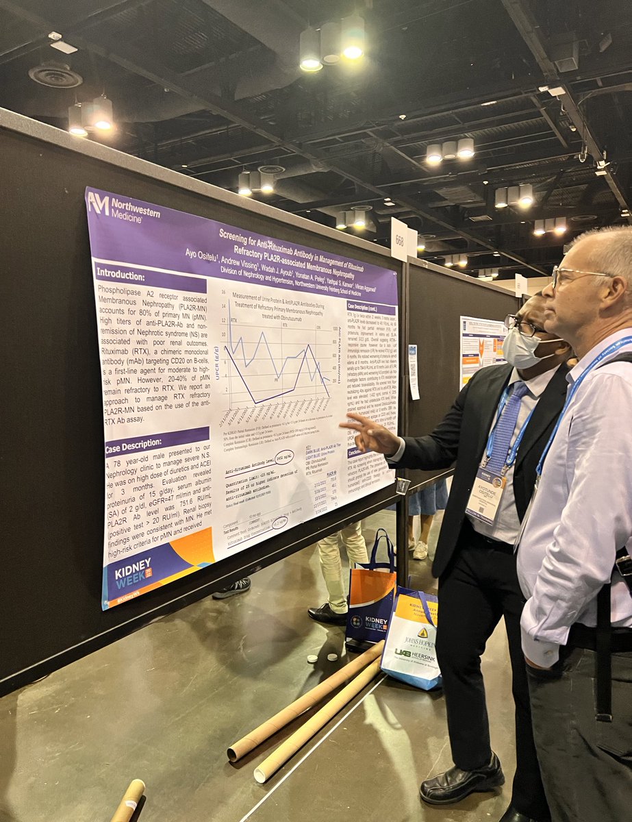 NU_Nephrology's tweet photo. .@EstherLiu_  from the @jenniejlin lab and second year fellow Ayotunde Ositelu, MD in action at #kidneywk Day 2. 

Find them at PO 313 and PO 668! https://t.co/qPzrDjdDkT