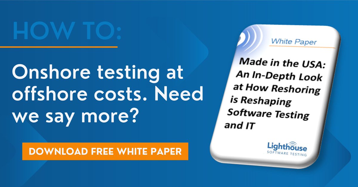 LighthouseTeam's tweet photo. Are you looking for a high-quality and price-comparable alternative to offshore testing? Contact us to discuss our Rural Software Testing solution and walk through the Return on Investment (ROI). Or learn more by reading our white paper.  https://t.co/vk3kgOCzi1 https://t.co/wzW8DKceYG