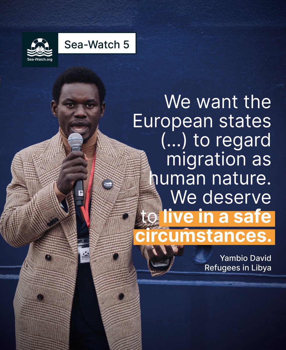seawatch_intl's tweet image. Yesterday the #SW5 was baptized. Yambio David from @RefugeesinLibya held a speech.