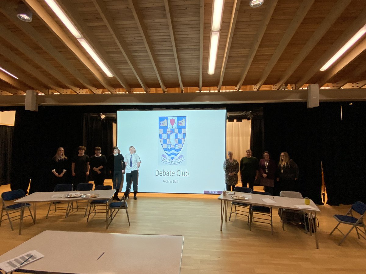 StewartClell's tweet photo. Huge congratulations to our pupils and staff who took part in our debate today! Excellent critical thinking skills shown by both teams! The staff team won the day. #CARE @BAttainment @BuckieHighNews @lizbain @buckiehighgeo @BuckieHighHiMS https://t.co/mzImQcj10W
