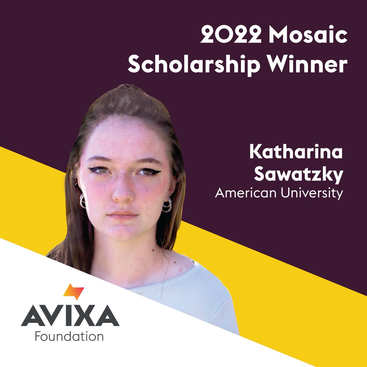 AVIXA's tweet photo. A big huge shoutout to our #AVIXAFoundation winners of the Mosaic scholarship. Let's welcome them to our wonderful #AV community! #AVTweeps #WorkforceDevelopment https://t.co/qoSEZLu9T9 https://t.co/ZHg4WtB8cL