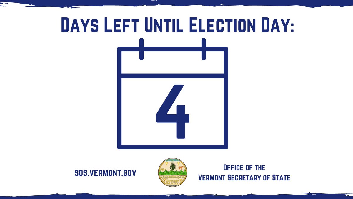 VermontSOS's tweet photo. There's still time to return your early #VT #2022Election ballot directly to your Town/City Clerk during business hours.
If you're planning to vote at the polls on Tuesday make sure you've confirmed your polling place location and have a plan for how/when you'll vote! #VTVotes https://t.co/w6wMqTLxO4