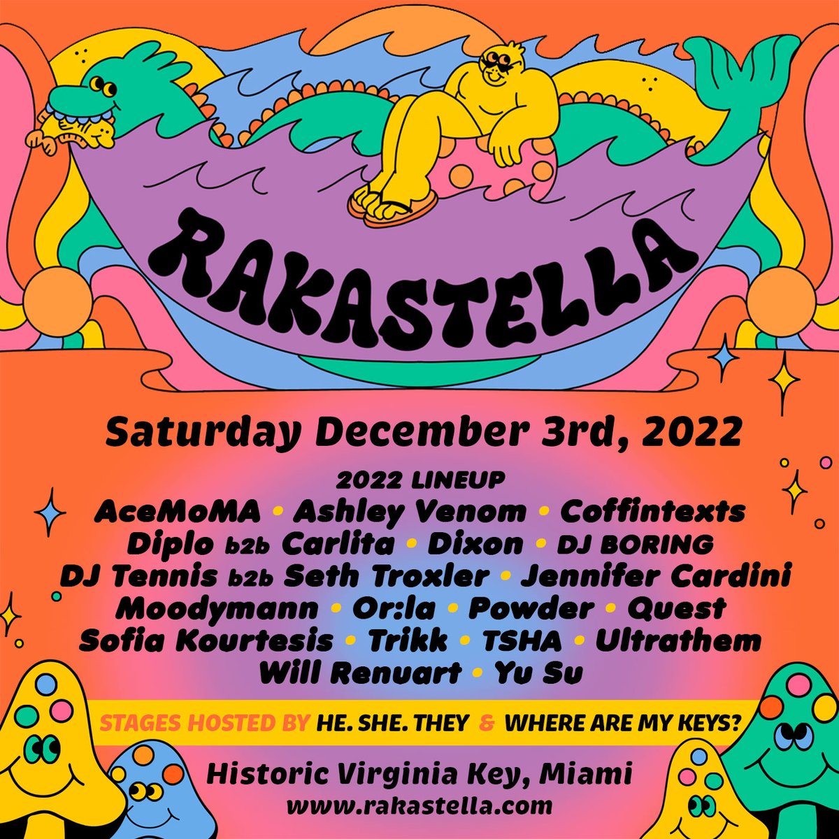 Into the spectrum we go! 🪄 Join us on Saturday, December 3rd for an oceanfront party experience featuring this incredible cast of musical savants. 🍄 

🔗👇
Get your tickets
rakastella.com
