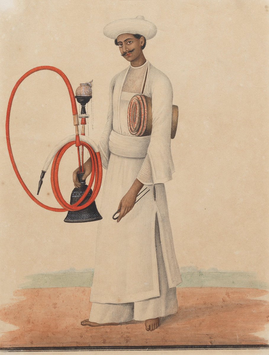 ssharadmohhan's tweet photo. A #Hookah Bearer, by Shaykh Muhammad Amir of #Karraya or his studio.
c1840 AD #CompanyPainting from #Calcutta #Bengal on @bonhams1793 auction.
With #DelhiAQI of 500, who needs a Hookah! #DelhiAirPollution
Every breath is a 'puff'.
@DilliDurAst @DalrympleWill @ranjona @dpanikkar https://t.co/npCccBtfnu