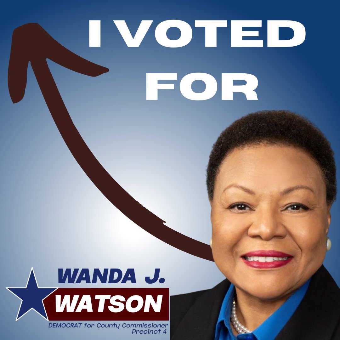 Early voting ends today. Polls are open until 7 p.m. Use this graphic to help spread the word. Vote Wanda J. Watson for Brazos County Commissioner, Precinct 4. wandawatson.com #votewanda #texasdemocrats #earlyvoting #VoteBlue2022