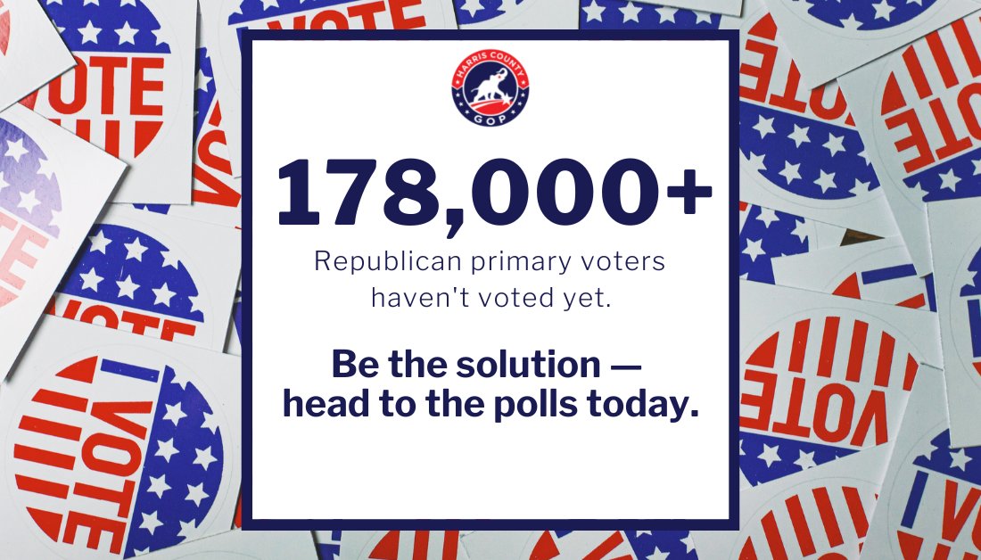 HarrisCountyRP's tweet photo. If we want change in Harris County, we have to show up and vote. This election is extremely close, so we need every Republican to head to the polls. Today is the LAST day of early voting. Polls are open until 7:00 PM. 

Find your polling place at https://t.co/qGQko92l5r. https://t.co/nUlCSsMDsG