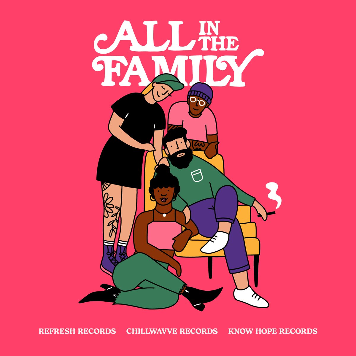 Refresh Records (@refreshrecs) on Twitter photo Stoked to share "All in the Family", our 1st label comp feat music from RFR, <a href="/chillwavve/">Chillwavve Records</a> & <a href="/knowhoperecs/">Know Hope Records</a>!
CDs are free with any order shipping from the 3 labels. All proceeds from <a href="/Bandcamp/">bandcamp</a> sales will be donated to the SPCA.
Art: <a href="/LauraSupnik/">Laura Supnik</a>
Bandcamp: refreshrecs.bandcamp.com/album/all-in-t… Stoked to share "All in the Family", our 1st label comp feat music from RFR, <a href="/chillwavve/">Chillwavve Records</a> & <a href="/knowhoperecs/">Know Hope Records</a>!
CDs are free with any order shipping from the 3 labels. All proceeds from <a href="/Bandcamp/">bandcamp</a> sales will be donated to the SPCA.
Art: <a href="/LauraSupnik/">Laura Supnik</a>
Bandcamp: refreshrecs.bandcamp.com/album/all-in-t…