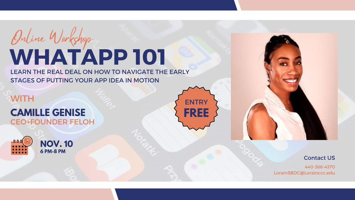 Have an app idea? Not sure how to get started? Join us for WhatApp 101 on 11/10 at 6pm ZOOM Register for free: clients.ohiosbdc.ohio.gov/workshop.aspx?…