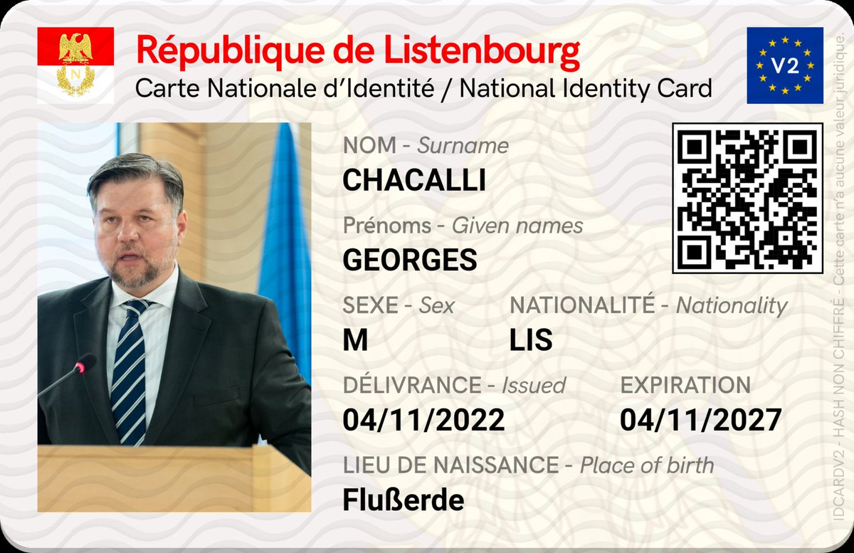 ChypreListenbou's tweet photo. Voici ma nouvelle carte d'identité 🪪
J'ai prit ma nationalité Listenbourgeoise aujourd'hui 😁 https://t.co/FI0HAKVvlQ