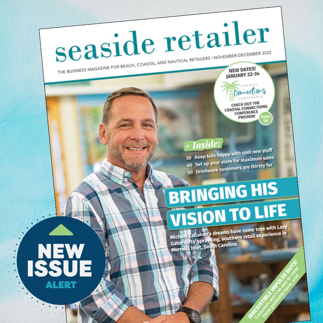 NEW ISSUE ALERT!! The November/December issue is now available online and arriving in mailboxes soon! Visit seasideretailer.com . . . #seasideretailer #seasideretailermagazine #drinkware #kidsproducts #impulsebuys #beach #coastal #nautical #newissue #trends #styles