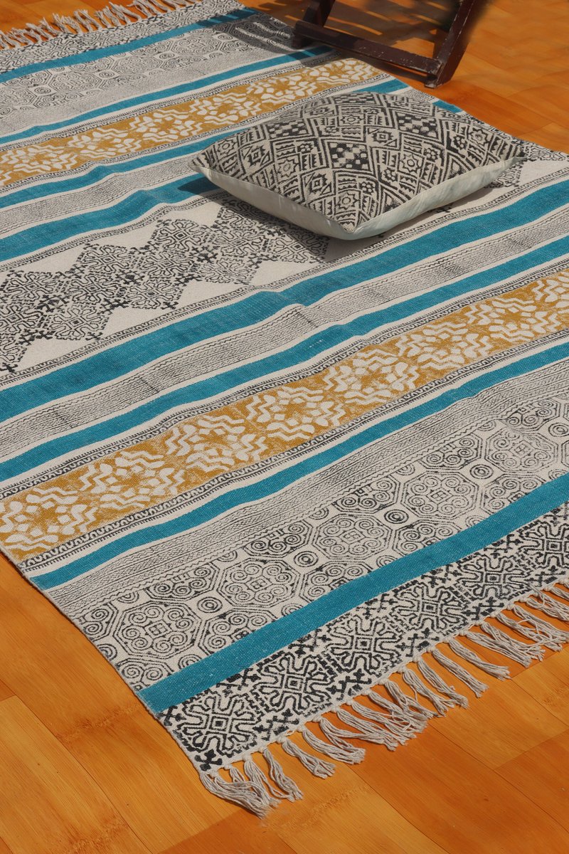 Excited to share the latest addition to my #etsy shop: 4x6, 8x10, 9x12 ft rug, block printed rugs, kitchen area rug, living room rug, handmade rug, bedroom rug, patio outdoor rugs etsy.me/3fAf34l #grey #anniversary #christmas #rectangle #geometric #bedroom #boh