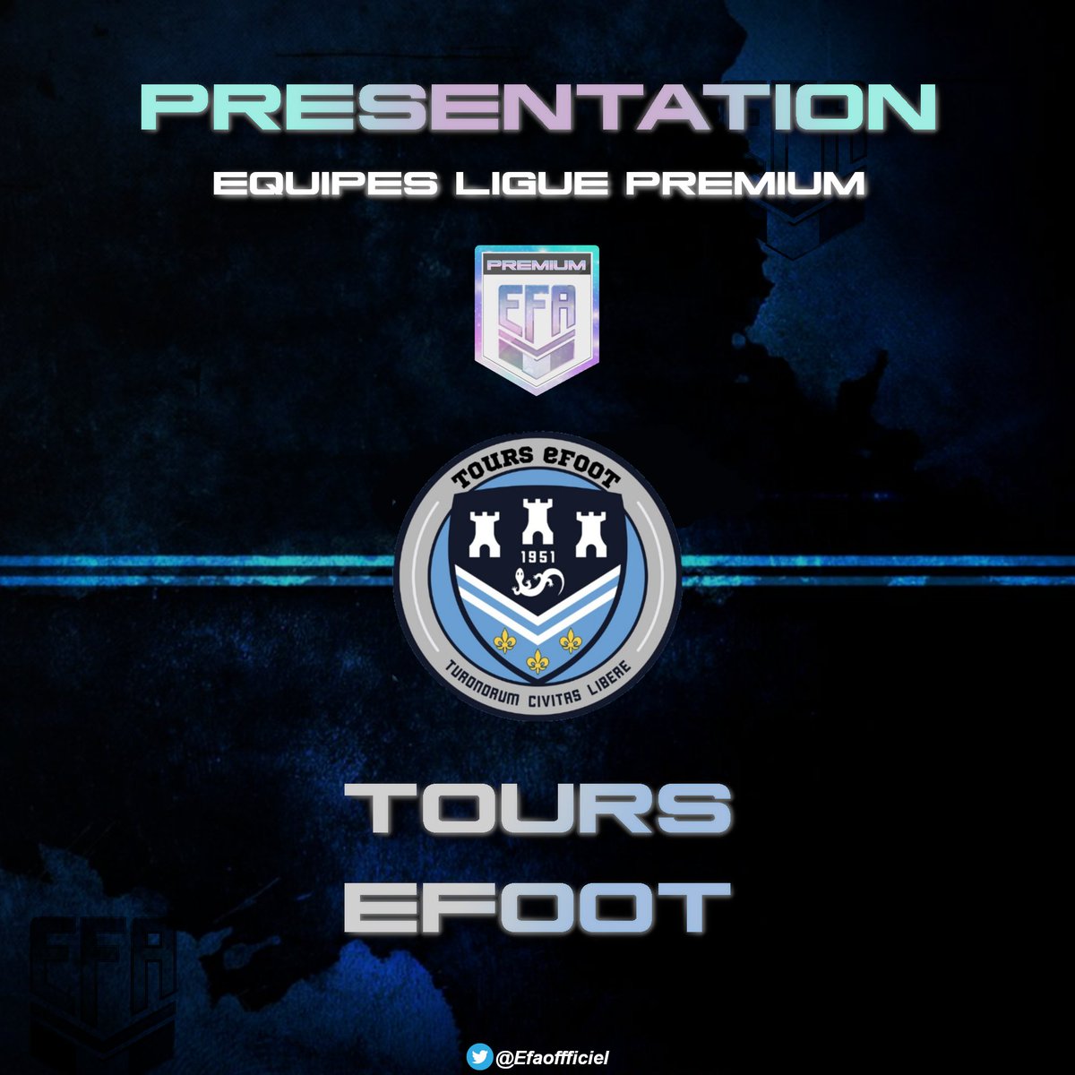 Bienvenue dans la compétition à <a href="/ToursEfoot/">Tours Efoot</a> 🔥

4 ème de Ligue 1 la saison dernière, les 19 joueurs de l'équipe de tours sauront ils relever le défi de la ligue premium ? 

Nous vous souhaitons bonne chance et une très bonne saison à venir pour vous 🔥🔥🔥💪